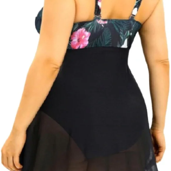 Floral Black Swim Dress 18W - Picture 2 of 7